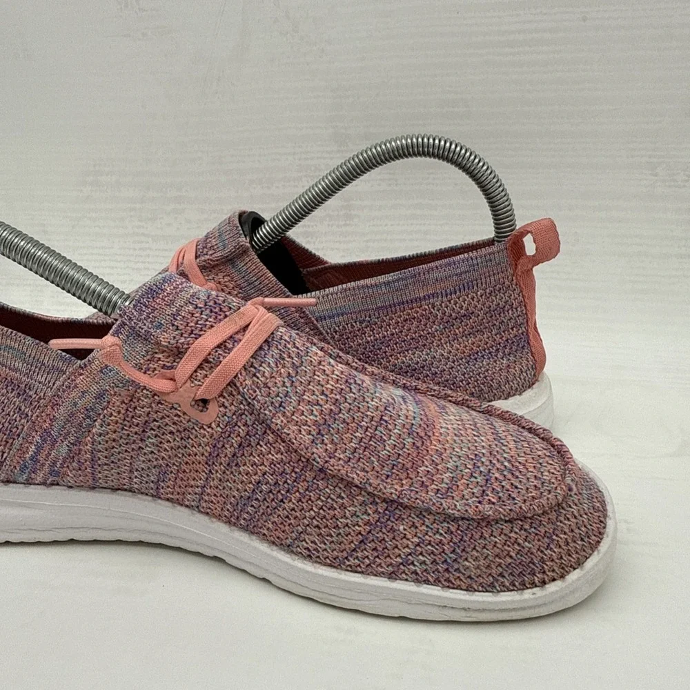Hey Dude Wendy Halo Womens Size 7 Shoes Sunset Pink Multicolor Moc Toe Slip On